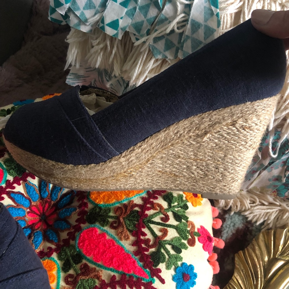 Navy wedge espadrilles size 9